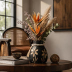 Living Room Decor Flower Vase，Black Farmhouse Wood Vases Aesthetic,Office Flower Pot for Desk, Rustic Coffee Table Bookshelf Laundry House Decorations,Kitchen Decor and Accessories - Image 2