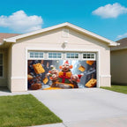 Christmas Garage Door Banner – Winter Scene with Cute Little Mouse, Cheese, Cars & Snow Decorations, Large Waterproof Reusable Outdoor Holiday Mural for Xmas Decorations,C,16 x 7ft/4.8 x 2.1m - Image 5