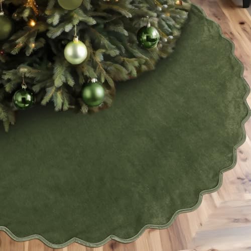 RoundFunny Green Christmas Tree Skirt Velvet Tree Skirts, 60 Inch by RoundFunny