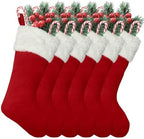 6Pack Red Christmas Stockings Traditional 20 Inch Large Vintage Christmas Stocking Polyester Plush Luxury Xmas Stocking for Family Holiday Party Decor and Xmas Tree Fireplace Mantle Pet by LinaGarten