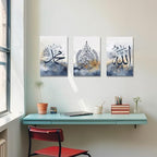 CXHOSTENT Islamic Wall Art 3 Piece Ayatul Kursi Allah Name Muhammad Canvas Painting Calligraphy Art Print for Muslim Ramadan Decor Frame (Islamic-3, 11.00"x14.00"x3P) - Image 3
