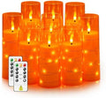 Nimiko Flickering Flameless LED Candles,Battery Operated Candles 9 Pcs with Embedded Star String,Acrylic LED Pillar Candles with Remote,Suitable for Home Decoration to Create an Atmosphere (Orange) by Nimiko