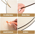 12 Pcs 16 Inch Wood Circles for Crafts Unfinished Round Wood Discs Blank Wooden Rounds Slices Round Wooden Door Hanger Signs with Bows, Twine and Glue Points for DIY Craft Holiday Decor,5 mm Thick - Image 3