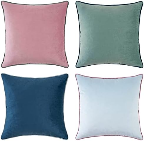 MONDAY MOOSE Decorative Throw Pillow Covers Cushion Cases, Set of 4 Soft Velvet Modern Double-Sided Designs, Mix and Match for Home Decor, Pillow Inserts Not Included (20x20 inch, Pink/Blue) by MondayMoose