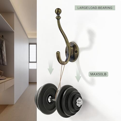 AVICCI 5 Pack Coat Hooks Brushed Brass Coat Hook,Heavy Duty Hooks Decorative Wall Hooks for Bathroom Bedroom Kitchen Towel Robe Clothes Cabinet Closet Bathroom Hardware - Image 4