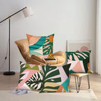 Tropical Leaves Throw Pillow Covers 24''x24'' Set of 4, Abstract Palm Tree Leaf Pillowcases Summer Green Hawaiian Cushion Covers for Couch Sofa Bedroom Farmhouse Livingroom Garden Patio - Image 7