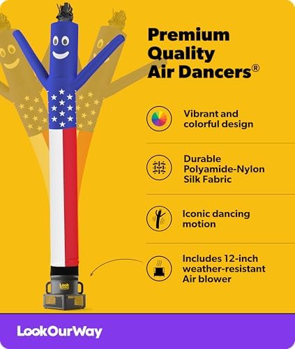 LookOurWay Air Dancers Wacky Waving Inflatable Tube Man Set - 10 Feet Tall Inflatable Dancing Man with Blower - American Flag - Image 2