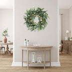 HomeKaren Wreaths for Front Door 22 Inch, All Season Greenery Wreath Olive Eucalyptus Leaves and White Mixed Berry for Indoor Outdoor Farmhouse Home Porch Wall Window Festival Wedding Decor - Image 6