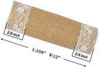VDS Pack of 15, Burlap Table Runner with White Lace Edge, 100% Natural Jute Rustic Hessian Table Cloth Centerpiece for Wedding Birthday Party Banquet Table Decoration (Size 12X108 Inch)(Natural Tan) - Image 2