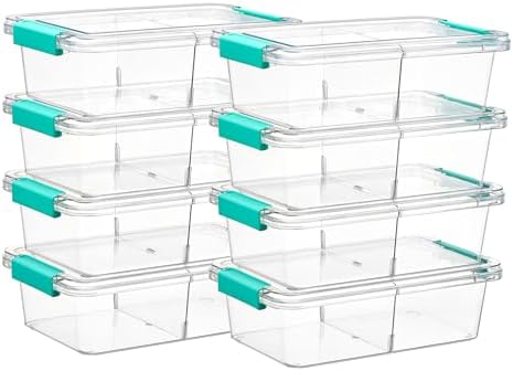 Vtopmart 1.5Qt Stackable Clear Pencil Box with Removable Divider, 8 Pack by Vtopmart