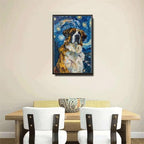 Metal Sign Vintage Tin Sign Saint Bernard Starry Night Bernard Gentle Saint in A Celestial Sky for Home Alpine Lodge and Seasonal Displays Rustproof Aluminum 6×8 Inches with Metal Frame - Image 4