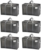 VENO 6 Pack Heavy Duty Moving Bags, Extra Large Storage Bags with Reinforced Handles & Strong Zippers, Foldable & Reusable Moving Box Alternative for Clothes & Dorm Storage by Veno