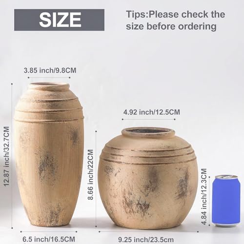 Large Ceramic Rustic Vase,12.87 Inch Tall Vintage Vase for Home Decor - Image 3