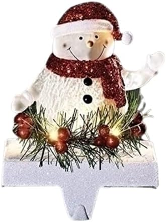 7 Inch Tall LED Snowman Stocking Holder by Roman
