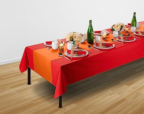 Disposable Table Runner for Dining Table, 16" 20-Pack Linen-Like Orange Paper Table Runners for Party, Wedding Or Event - Image 2