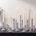 Mumufy 20 Pcs Matte Candlestick Holders, Metal Wedding Taper Candle Holders Vintage Candles Stand Set, Candle Stick Decor for Mantel Table Centerpiece Wedding Dining Table Decor Mantelpiece (Silver) by Mumufy