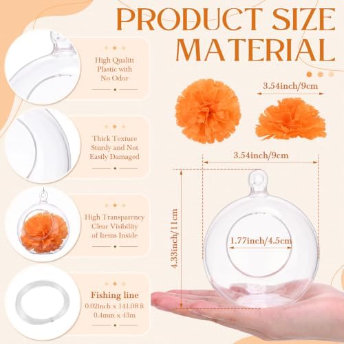 10 Sets Diwali Marigold Decor with Plastic Fillable Orbs Hanging Ornaments - Image 2