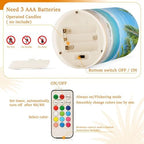 ALAZA Summer Beach with Green Coconut Trees Flickering Flameless Candles Battery Operated with Remote Timer,Tea Light Candles LED Pillar Votive Candles Set of 2 for Outdoor Indoor Decorations - Image 4