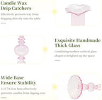 Glasseam 3 Pcs Pink Taper Candlestick Holders with Bobeche for Centerpiece - Image 6