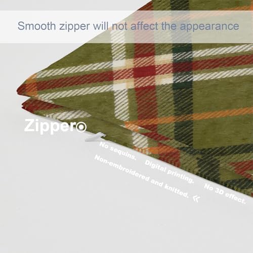 Batmerry Apple Green Checkered Pillowcases, Close Up of The of A Tartan Decorative Bed Pillow Cover with Hidden Zipper Soft Blended for Hair and Skin 20X26 in - Image 3