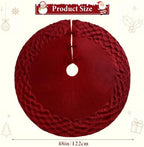 TOCHGREEN Red Knitted Christmas Tree Skirt 48 inches Chunky Knit Tree Skirt - Image 3