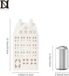 DN DECONATION Light Up Christmas Decor Village Set, White House with Lights - Image 3