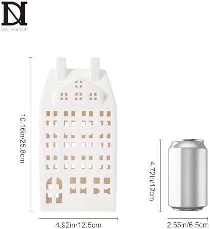 DN DECONATION Light Up Christmas Decor Village Set, White House with Lights - Image 3