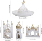 Islamic Cultural Decor Collection, Ramadan Home Decor Islamic Gift, Handcrafted Resin Mosque Models & Tower Ornaments for Home Office Display Ramadan Decoration (White H 1pcs) - Image 2