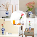 Dandat 8 Pcs Small Blue and White Ceramic Vase, Chinoiserie Floral,Rustic - Image 7