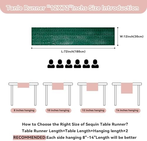 Sugargirl 10 Packs 12 x 72 inches Sequin Table Runner, Glitter Dark Green Table Runner for Birthday Party Supplies Wedding Holiday Celebration Event Decorations - Image 6