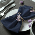 Handmade Cloth Napkins 100% Cotton Napkins with Fringe，Delicate Handmade Cloth Napkins for Dinners, Parties, Weddings and More，18 x 18 Inch Set of 12 - Navy Blue by Ayuzawa