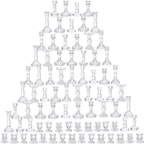 Mumufy 80 Pcs Glass Taper Crystal Candle Holders,Classic,Clear by Mumufy