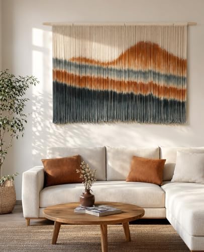 Tempospark Large Macrame Wall Hanging 59" x 39", Handmade Dip-Dyed Macrame Wall Art Tapestry, Boho Wall Hanging for Bedroom Above Bed, Living Room, Apartment, Entryways Decor (Mountain Landscape) - Image 3