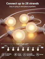 25Ft G40 LED Frosted White String Lights Outdoor with 27 Shatterproof Globe Bulbs Patio Lights White Wire, Waterproof Hanging Bistro Lights for Wedding Party Backyard Garden Porch Christmas Decor - Image 2