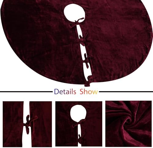 Sophia-Art Christmas Tree Skirt, Luxury Velvet Plush Skirt, Xmas Decoration Holiday Party Décor, Soft Velvet Home Décor Merry Christmas Party Christmas Tree Decorations (Maroon,36 Inch) - Image 4