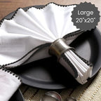 Cotton Clinic Cloth Napkins with Trim - Everyday Use Table Dinner Napkins - Soft Durable Washable - Ideal for Dinner Party Wedding Christmas Easter - Set of 12-20x20 inches Black White Napkins - Image 4
