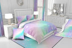 Ombre Rainbow Bedding Sets King Size Golden Stars Comforter Girls Tie Dye Duvet Insert Pink Purple Blue Princess Bedding Colorful Pastel Art Bedding Sets & Collections Sweet Bedroom Decor, Soft Warm - Image 7