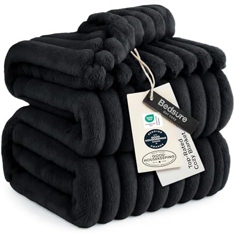 Bedsure Soft Cal King Size Blanket for Bed Black 102"x96" by BEDSURE