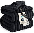 Bedsure Soft Full Size Fleece Blankets for Bed Black 84"x90" by BEDSURE