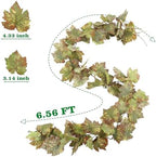 6.56ft 3pcs Artificial Grape Leaf Garland, Autumn Artificial Fake Grapes Vines, Hanging Plant Grape Vines Decor for Home Wedding Party, Garland Decoration, Photo Wall Display - Image 2
