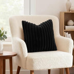 decorUhome Fall Faux Fur Throw Pillow Covers 24x24 Set of 2 Black - Image 4