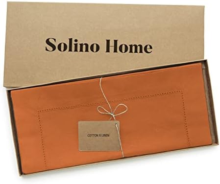 Solino Home Cotton Linen Table Runner Pumpkin Hemstitch, 14 x 90 in - Image 4