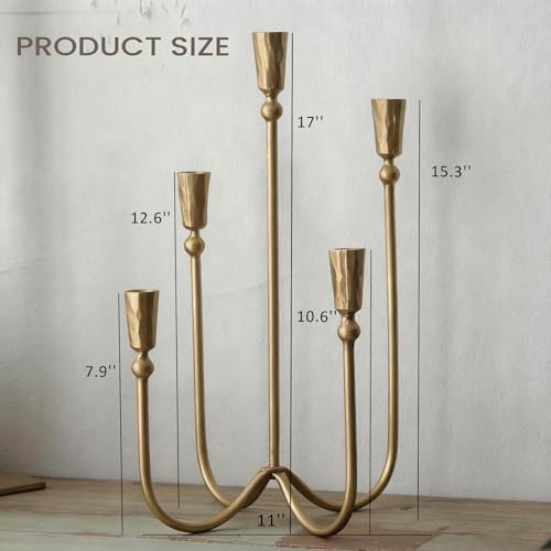 Large Iron Candelabra Centerpieces for Tables, 5 Arm Taper Candle Holders - Image 5