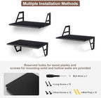 Tectocker-DOU 2 Pc Deep Floating Wall Shelves, Heavy Duty, 15.7×11.8, Black - Image 6