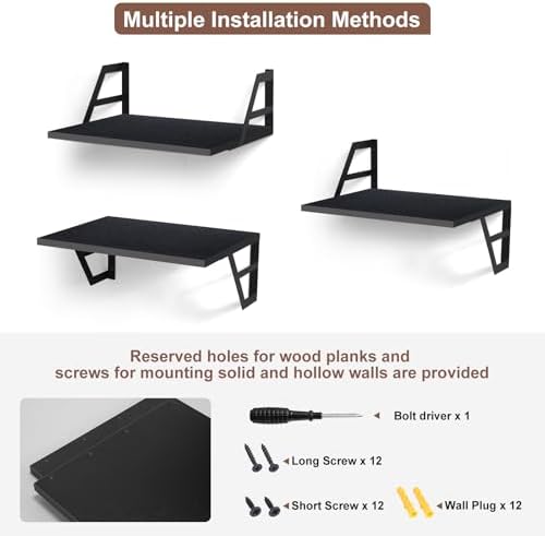 Tectocker-DOU 2 Pc Deep Floating Wall Shelves, Heavy Duty, 15.7×11.8, Black - Image 6