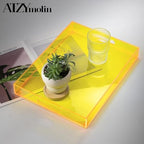 ATZYmolin 16"x12" Large Acrylic Serving Tray, Vanity Platter, Neon Yellow - Image 6