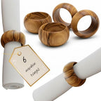 Holy Land Market Hand Carved Olive Wood Napkin Rings Set of 6 Bethlehem by HolyLandMarket