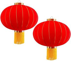 Chinese New Year Lantern, Traditional Spring Festival Hanging Ornament, Flocking Cloth Lantern with Tassels for Lunar New Year by Unknown