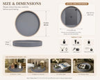 KINGFOM Round Decorative Tray, PU Leather Vanity Tray Organizer with Gold Trim for Dresser, Coffee Table & Bathroom Counter, Modern Home Decor Jewelry & Perfume Tray for Men Women (Gray) - Image 2