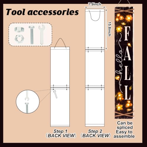 47 in Lighted Fall Porch Sign, Wooden Welcome Front Door Decor - Image 6